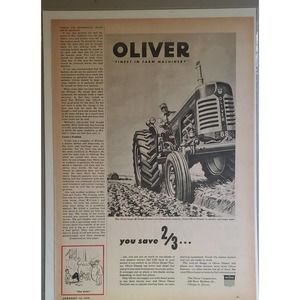 Oliver Vintage Model 88 Tractor Magazine Ad Plowing 1956